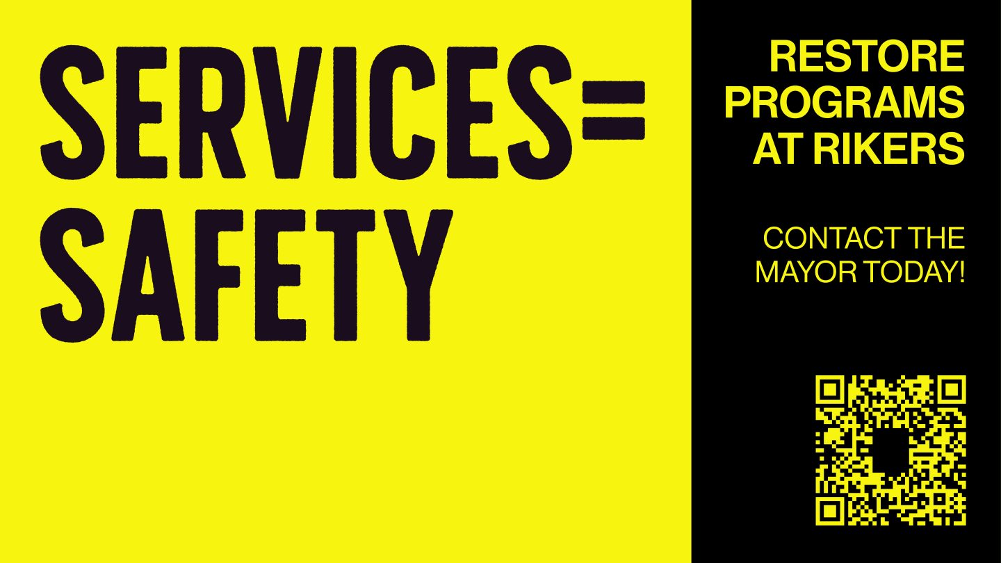 Graphic Image reads Services = Safety on left side. The right says Contact the Mayor Today with a QR code below.