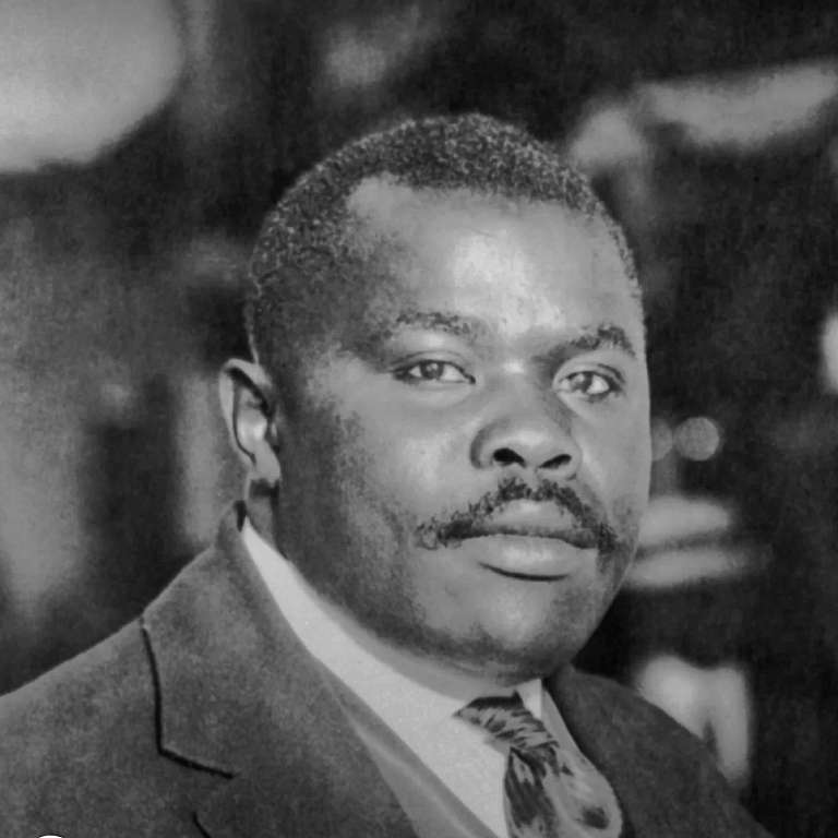 Photo of Marcus Garvey looking at the camera.